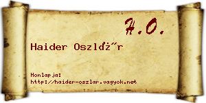 Haider Oszlár névjegykártya